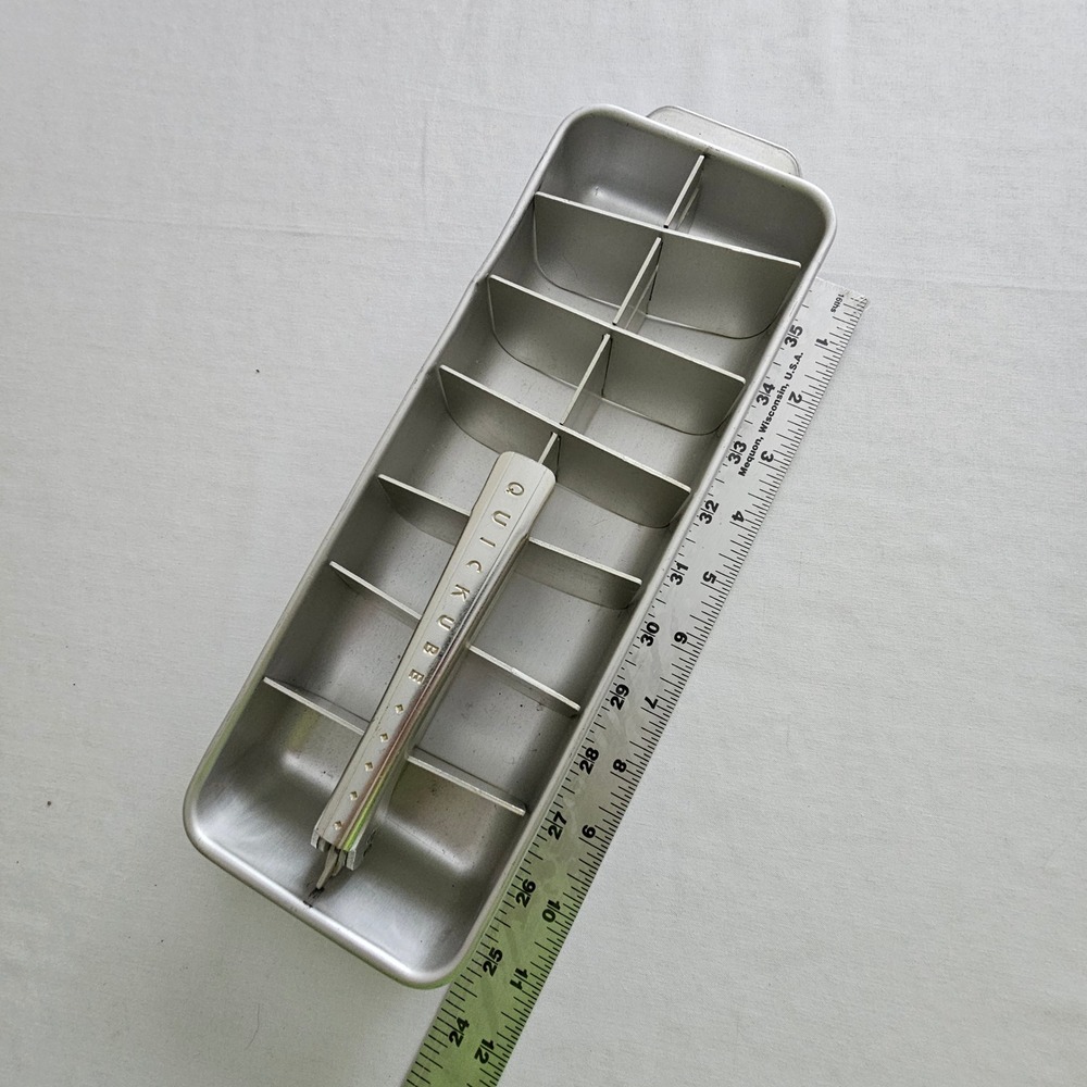 Vintage Frigidaire Quickube Aluminum Ice Cube Tray Metal Lever Release Retro